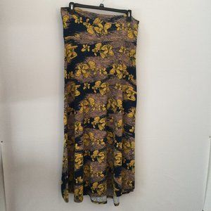 Lularoe Womens Size XL Blue Yellow Maxi Skirt EUC
